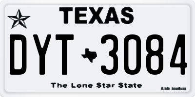 TX license plate DYT3084