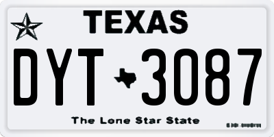 TX license plate DYT3087