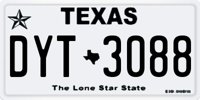 TX license plate DYT3088