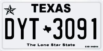 TX license plate DYT3091