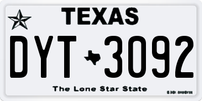 TX license plate DYT3092