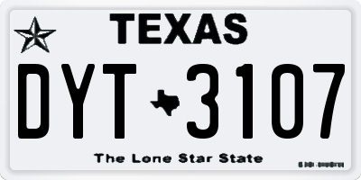 TX license plate DYT3107