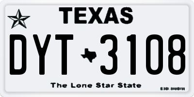 TX license plate DYT3108