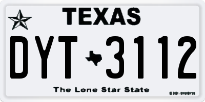 TX license plate DYT3112
