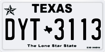 TX license plate DYT3113