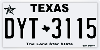 TX license plate DYT3115