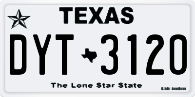 TX license plate DYT3120