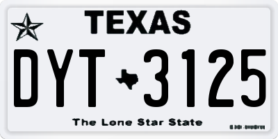 TX license plate DYT3125