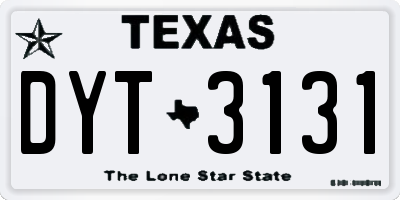 TX license plate DYT3131