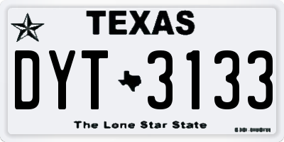 TX license plate DYT3133