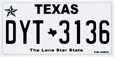 TX license plate DYT3136