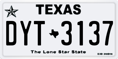 TX license plate DYT3137