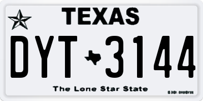 TX license plate DYT3144