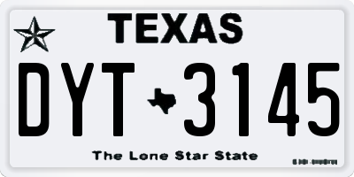 TX license plate DYT3145