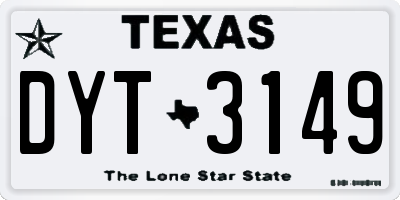 TX license plate DYT3149