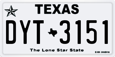 TX license plate DYT3151