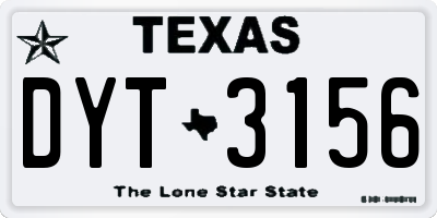 TX license plate DYT3156