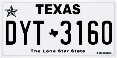 TX license plate DYT3160