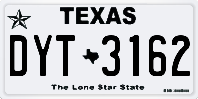 TX license plate DYT3162