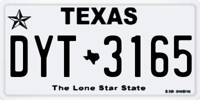 TX license plate DYT3165