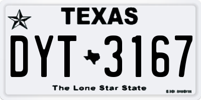 TX license plate DYT3167
