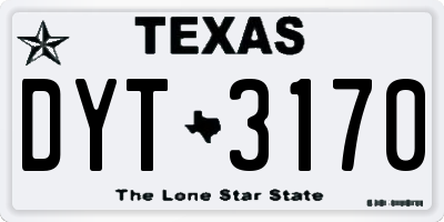 TX license plate DYT3170