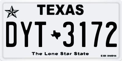 TX license plate DYT3172