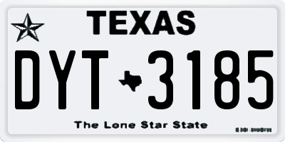 TX license plate DYT3185