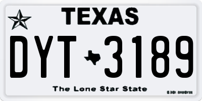 TX license plate DYT3189
