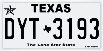 TX license plate DYT3193