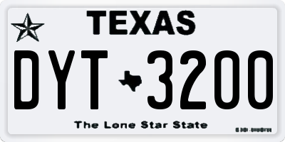 TX license plate DYT3200