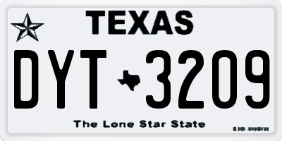 TX license plate DYT3209