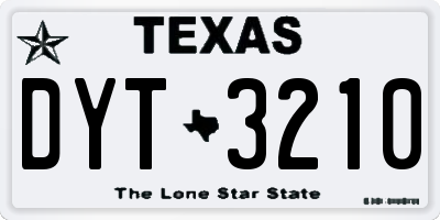 TX license plate DYT3210