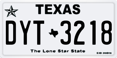 TX license plate DYT3218