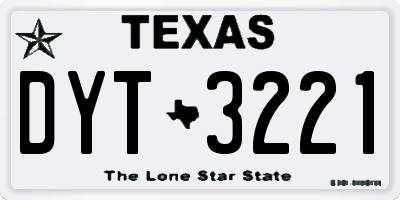 TX license plate DYT3221