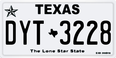 TX license plate DYT3228