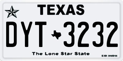 TX license plate DYT3232