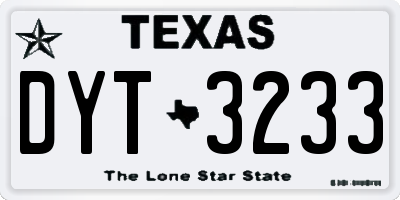 TX license plate DYT3233