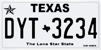 TX license plate DYT3234