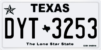 TX license plate DYT3253