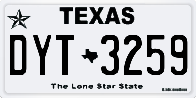 TX license plate DYT3259