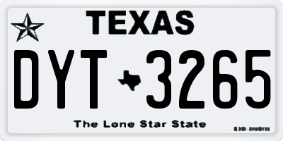TX license plate DYT3265