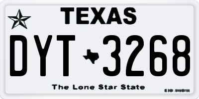 TX license plate DYT3268
