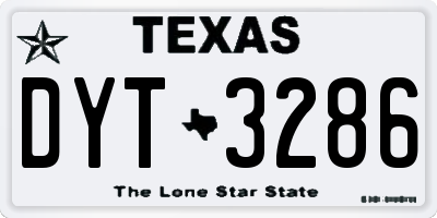 TX license plate DYT3286