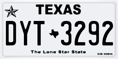 TX license plate DYT3292