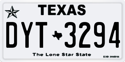 TX license plate DYT3294