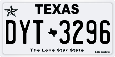 TX license plate DYT3296