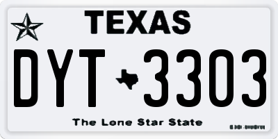 TX license plate DYT3303