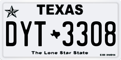 TX license plate DYT3308