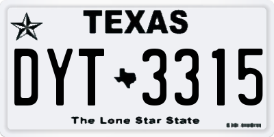 TX license plate DYT3315